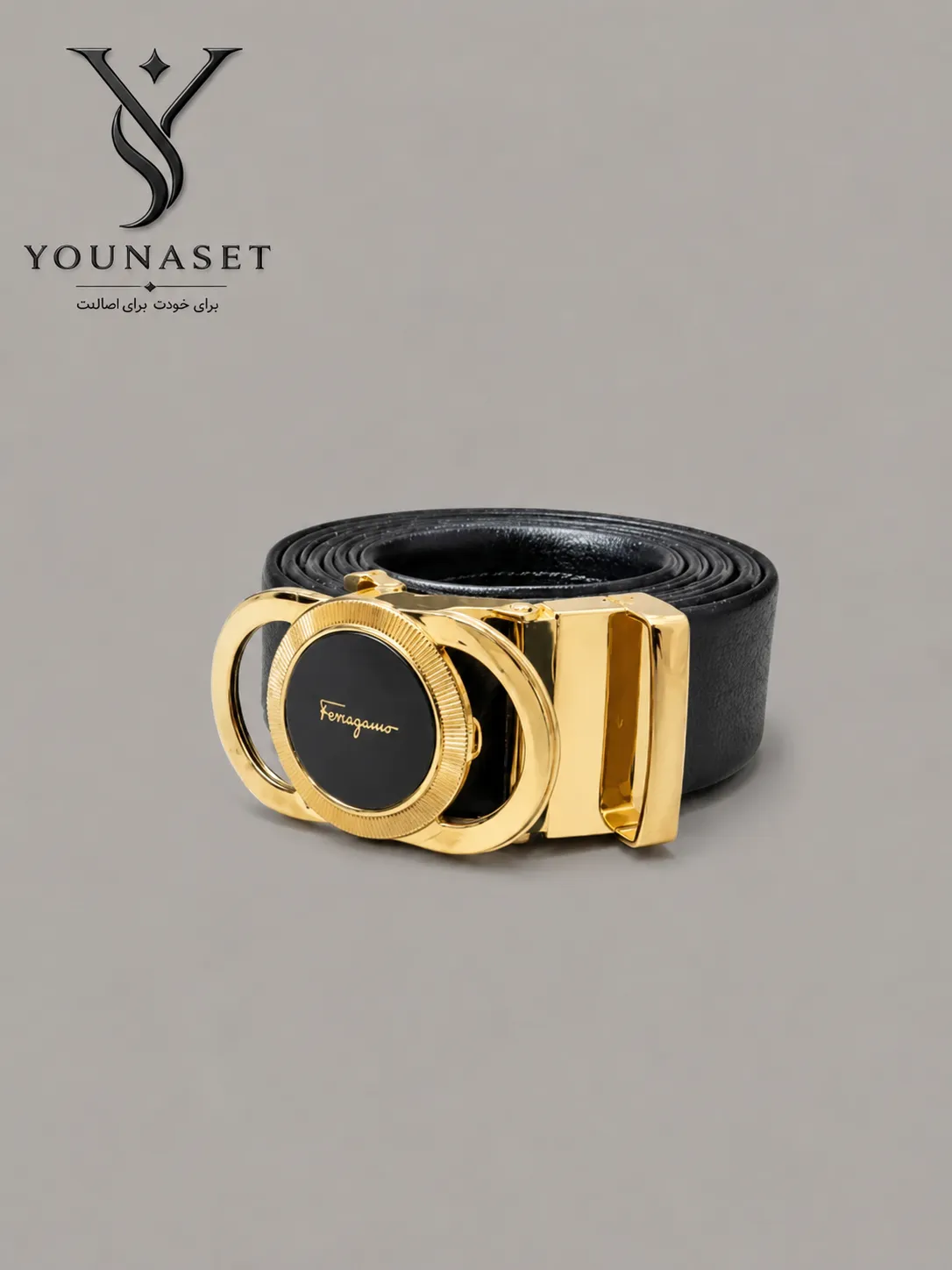 کمربند مردانه طرح Ferragamo دوحلقه‌ای